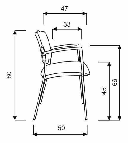 4-Fuß-Stuhl stapelbar Abmessungen