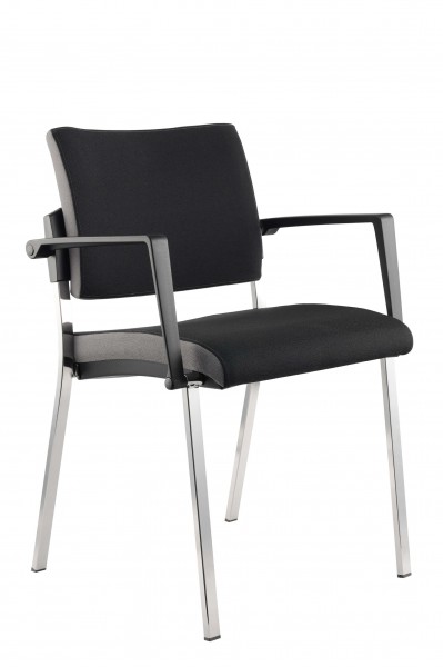 Schwarzer 4-Fuß-Stuhl stapelbar