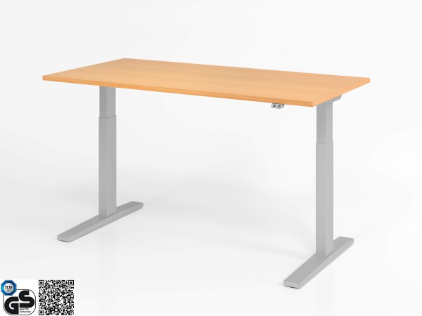 Hammerbacher Basic VXMKA 160x80, Buche, silber elektrisch höhenverstellbarer Schreibtisch