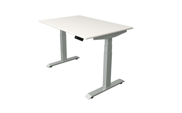 Kerkmann elektrisch höhenverstellbarer Schreibtisch Move 4 120x80 mit weißer Tischplatte und Tischgestell in silber (Bestellnr.: MH24.10040410)